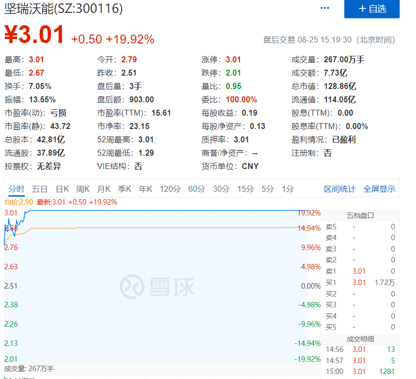 创业板2020低价股排名_2020年8月21日创业板最低价股300116涨停原因分析(2)