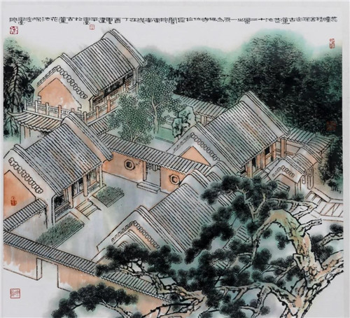 图4:保定画院笔下的蕊幢精舍