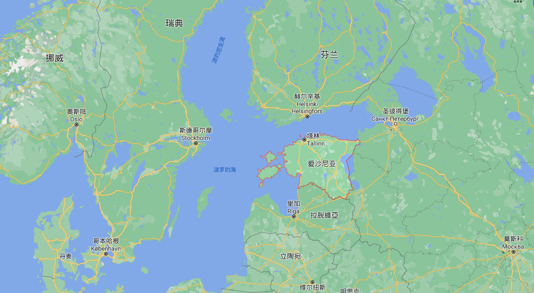 △爱沙尼亚的地理位置/google地图