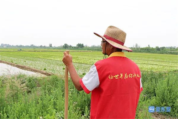 社会化服务机构工人的工服上印着一句话特别有深意：“让世界为你种田”