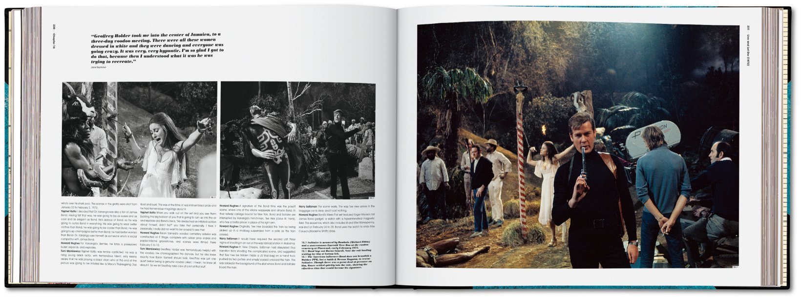 1973年《生死关头》,右侧片场照中,时任邦德饰演者罗杰·摩尔在镜头前摆出轻吹威尔森·史密斯大威力左轮手枪枪口的pose