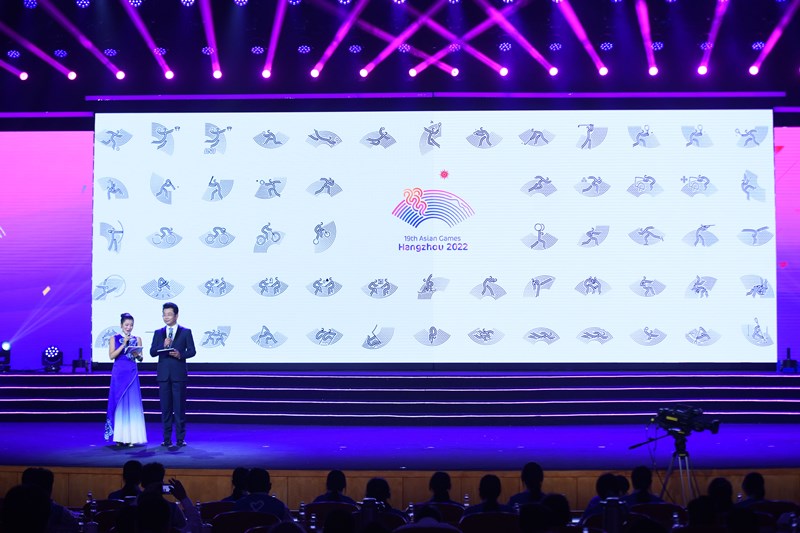 这是9月22日拍摄的杭州亚运会体育图标。新华社记者黄宗治摄