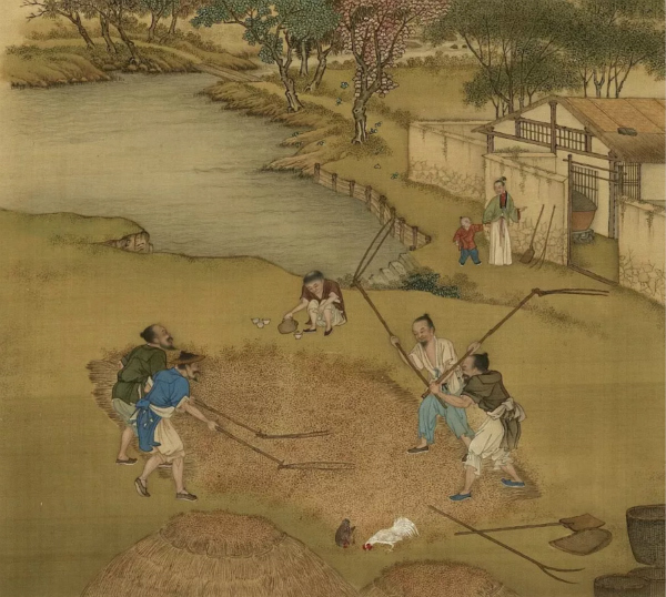 而在在日本浮世绘名家葛饰北斋的笔下，也同样有着秋日的忙碌与诗意。