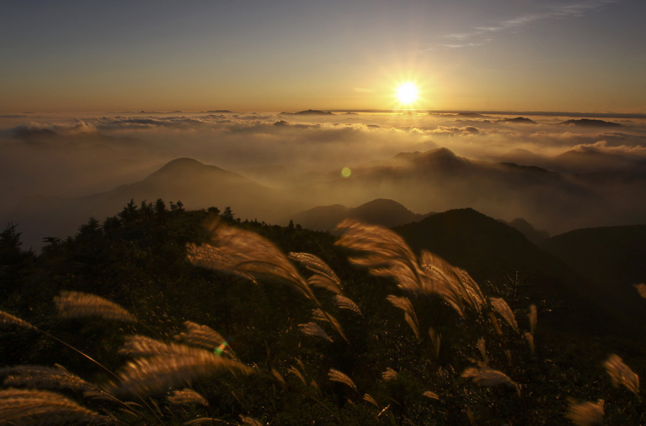 百山祖夕照 本图及后续图片（除标注外）由陈伟丽，陈黎明，郑承春，叶卫周，吴修荣拍摄，部分摘自庆元县门户网站