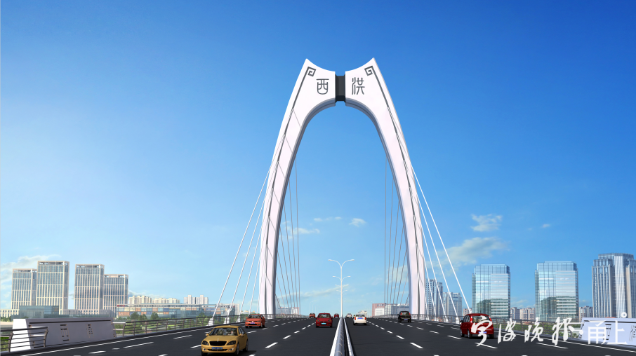 (西洪大桥效果图)西洪大桥及接线工程是我市"四横五纵"快速路网的重要