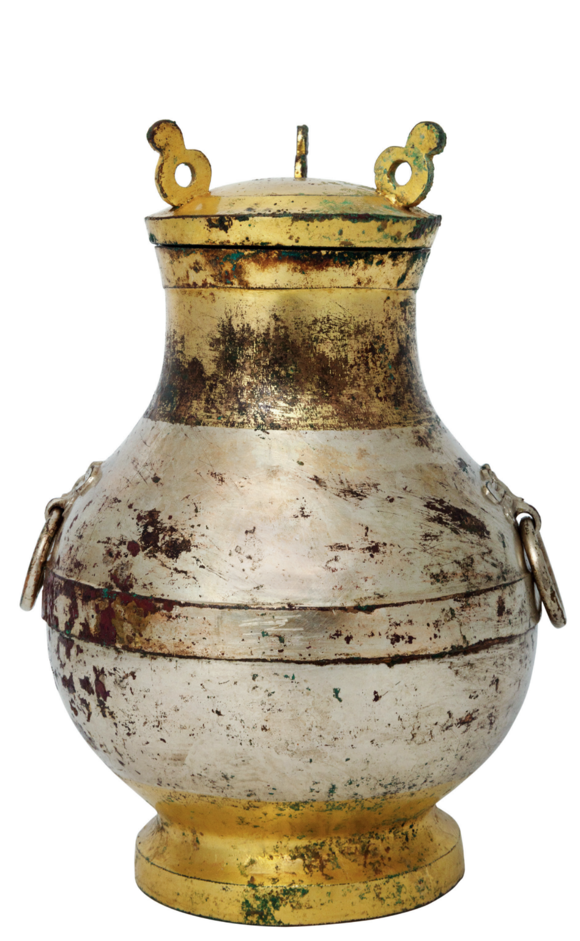 图为国家一级文物木胎铜鎏金壶（战国）