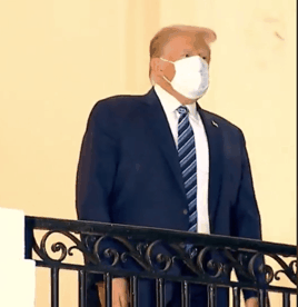 特朗普返回白宫，媒体拍下他“摘下口罩”一幕