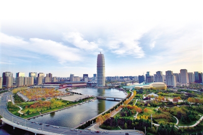 俯瞰秋日郑东新区cbd 郑报全媒体记者 李新华 图