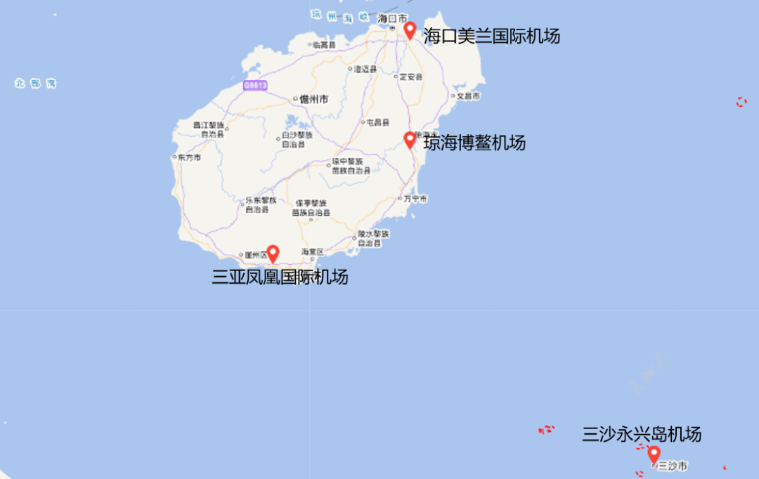 琼海博鳌机场和三沙的永兴岛机场,绝大部分客流从海口机场和三亚机场