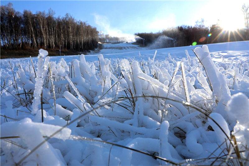 10月17日，造雪机在河北省张家口市崇礼区太舞滑雪场造雪。