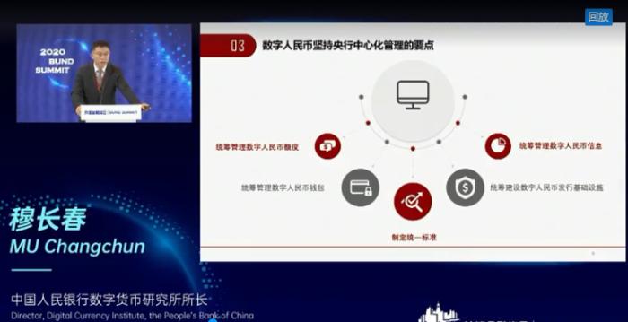 10月25日，中国人民银行数字货币研究所所长穆长春在第二届外滩金融峰会上演讲。