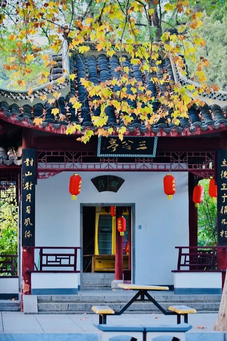 唐李公青莲祠门前秋色渐浓
