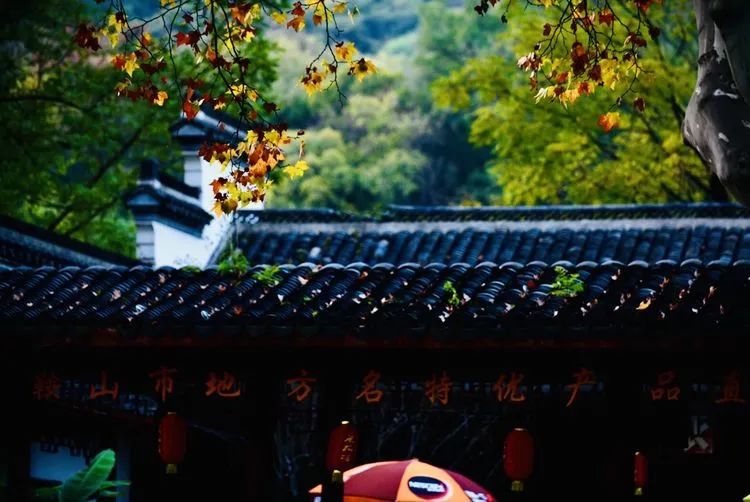 唐李公青莲祠门前秋色渐浓