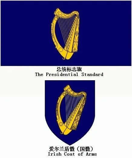 不仅硬币,爱尔兰国徽,总统标志旗,印章图案都是竖琴;建筑物的上也会有