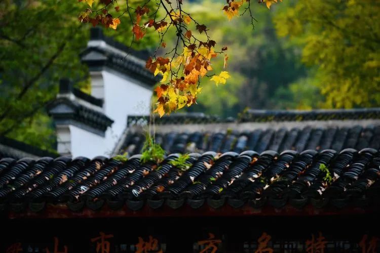 唐李公青莲祠门前秋色渐浓