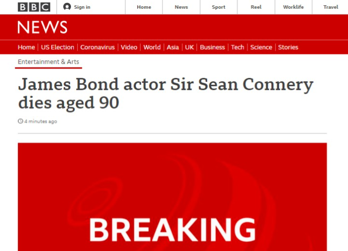 现任“007”悼念肖恩&middot;康纳利：他定义了一个时代