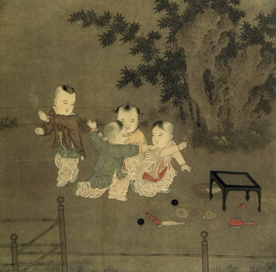 陈宗训《小庭婴戏图》