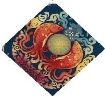 西夏双鱼团花纹充电宝