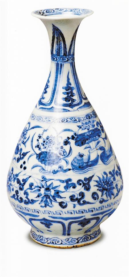 花卉纹青花玉壶春瓶 甘肃省临洮县博物馆藏