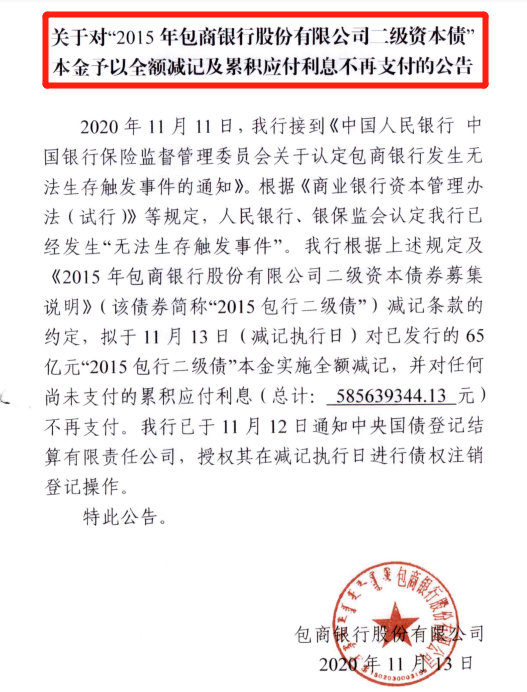 突发！包商银行宣布65亿债全额减记，又一次见证历史