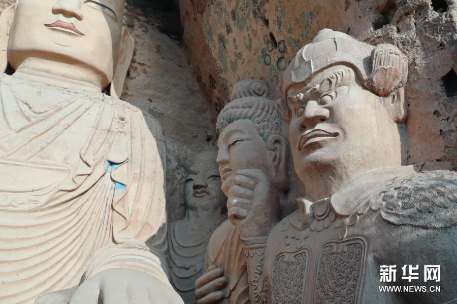 11月19日拍摄的天梯山石窟13号窟（无人机照片）新华社记者 杜哲宇 摄