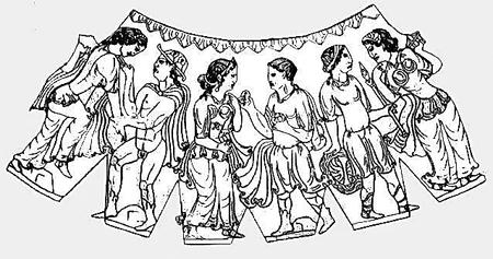 北周鎏金银胡瓶纹饰线图