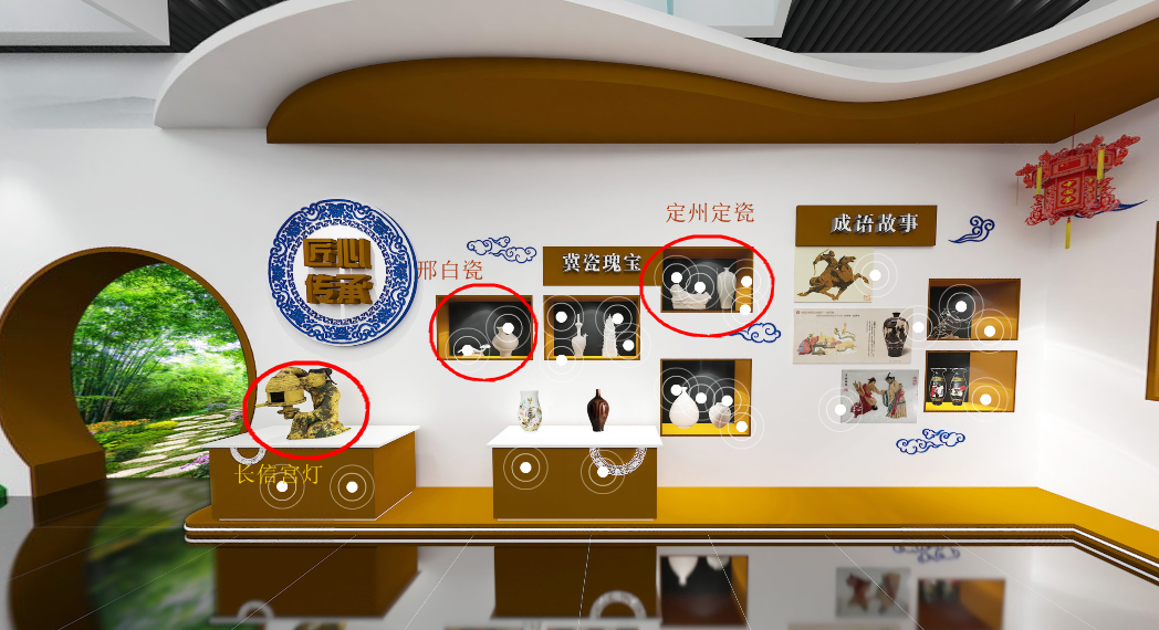 “匠心传承”版块充分展示河北非物质文化遗产及现代文创产品，囊括了代表河北非物质文化遗产以及民间艺术家技艺最精华的工艺品和现代文创产品。