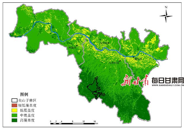 2020年黄河兰州段植被覆盖度分布图