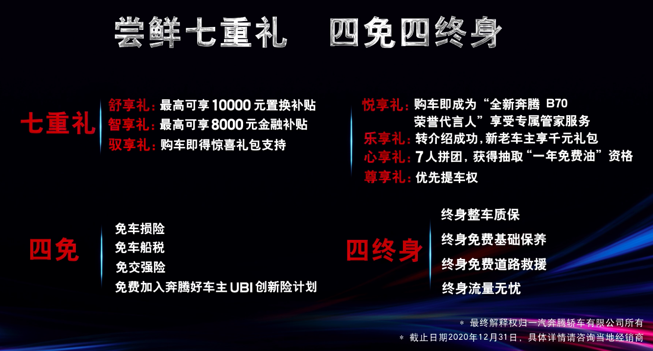 全新第三代奔腾B70上市 售价9.99-13.99万元