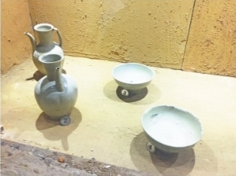 武汉博物馆展厅看到的湖泗窑青白瓷瓷器。