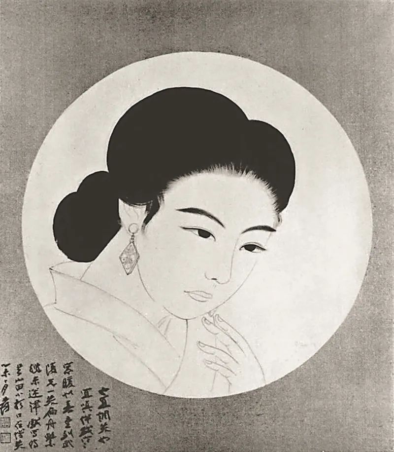 张大千为山田喜美子所画小像