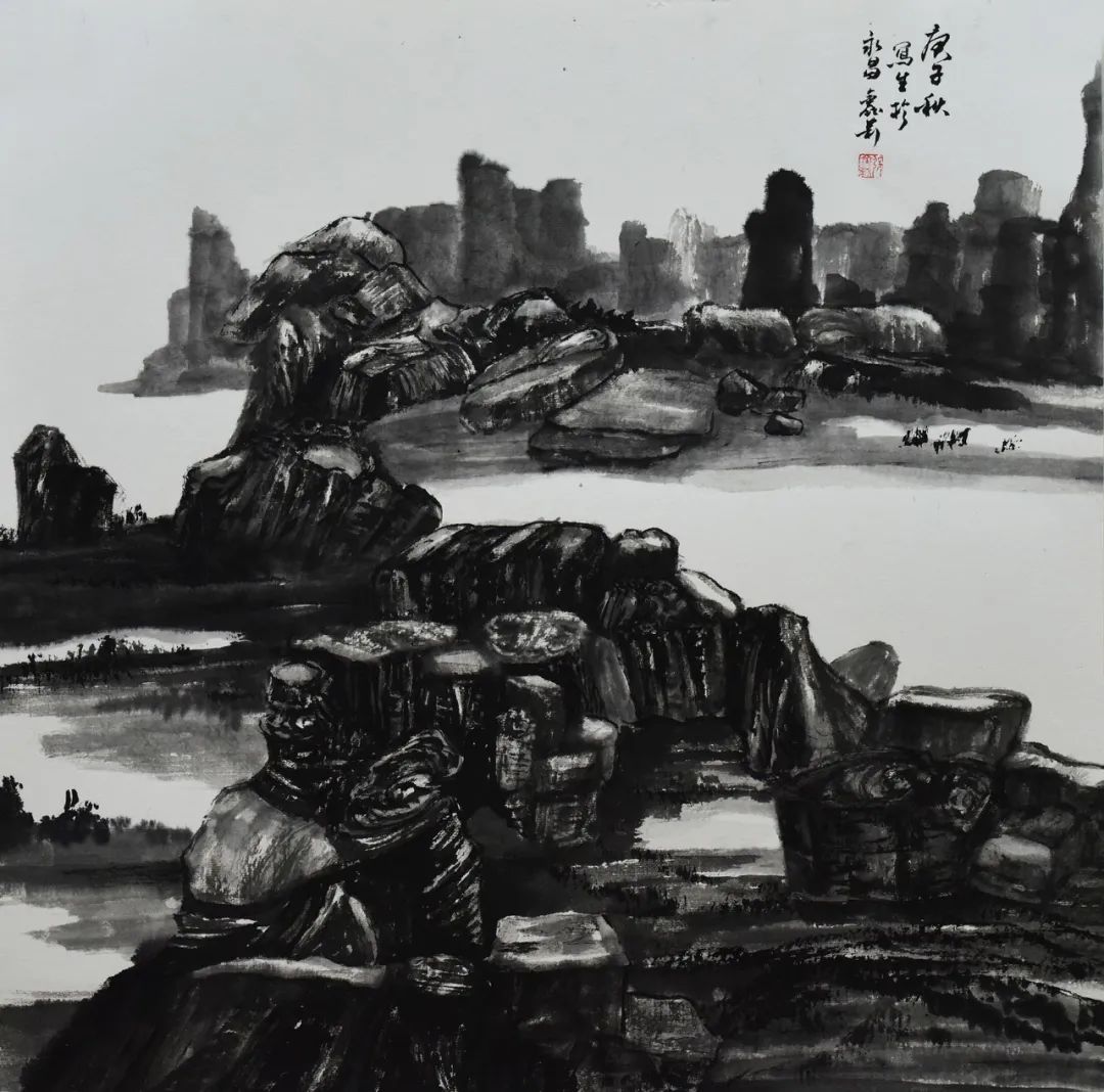 《御山峡写生》 张鑫莉 作