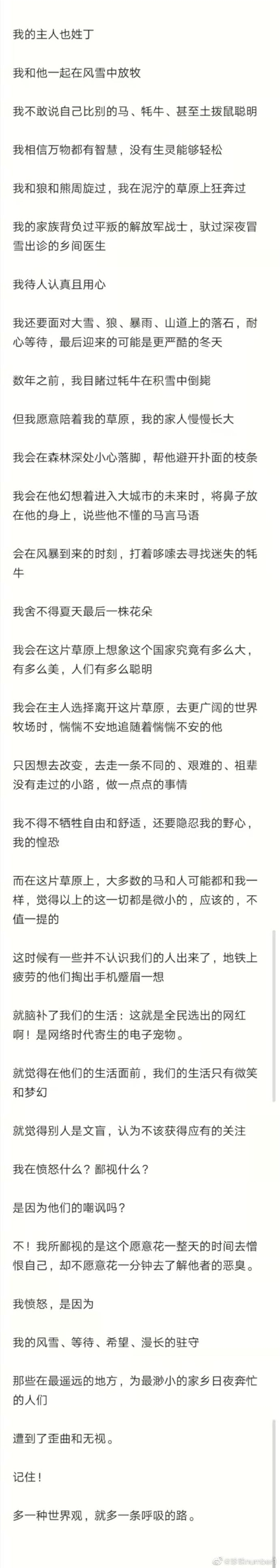 部分男性对丁真的态度引热议 丁真小马珍珠发长文回应质疑