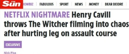 亨利·卡维尔拍《猎魔人2》腿部受伤 拍摄日程被打乱