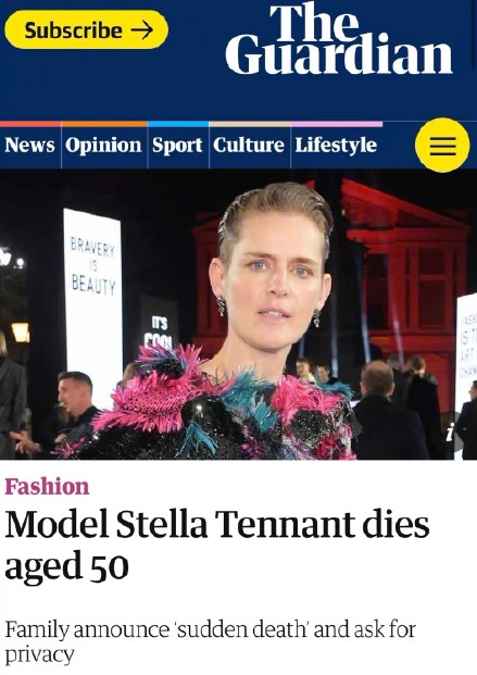 英国传奇超模史蒂娜·坦娜特去世 享年五十岁