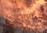广东梅州突发山火遮天蔽日 当地出动直升机取水灭火