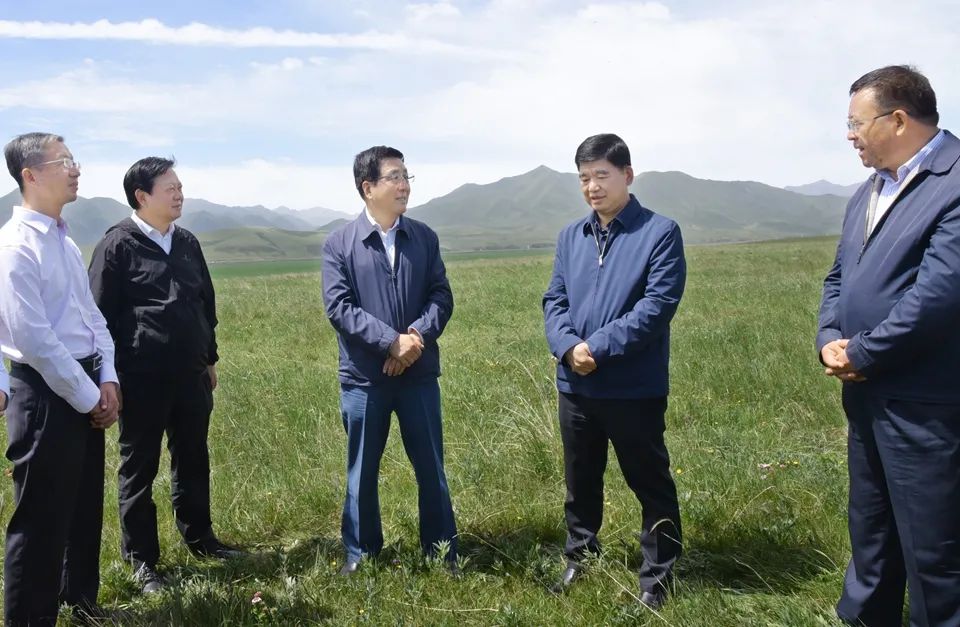 ▲省委书记、省人大常委会主任林铎来到中农发山丹马场专题调研祁连山生态环境保护和治理工作