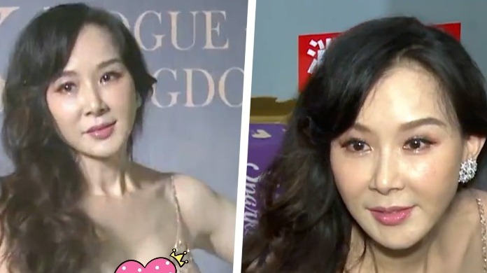 台湾第一美女萧蔷罕现身，穿鎏金裙尽显好身材