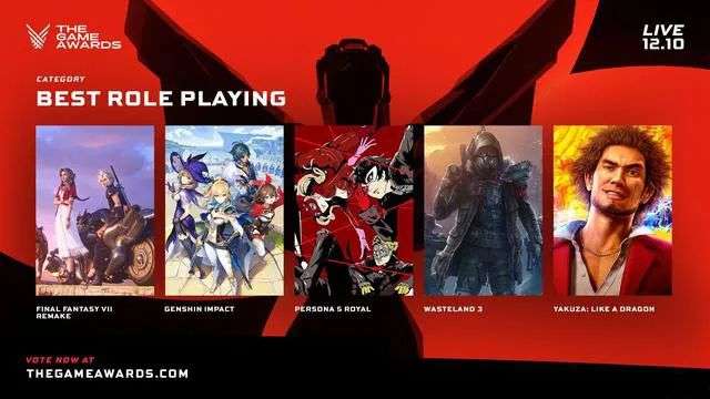 《原神》入围The Game Awards 2020最佳游戏提名