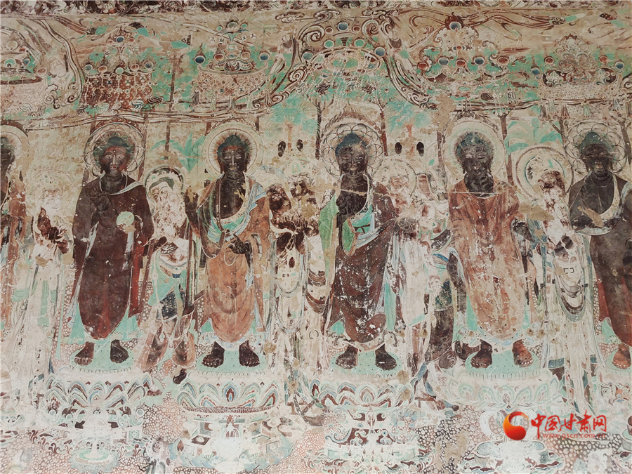 1:1复原的敦煌莫高窟220窟壁画局部