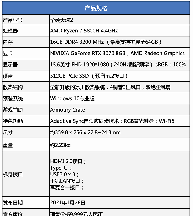 5800h参数图片