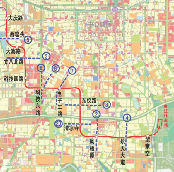 西安地铁11号线线路图(规划)地铁直达项目示意图新潮购物中心 soho