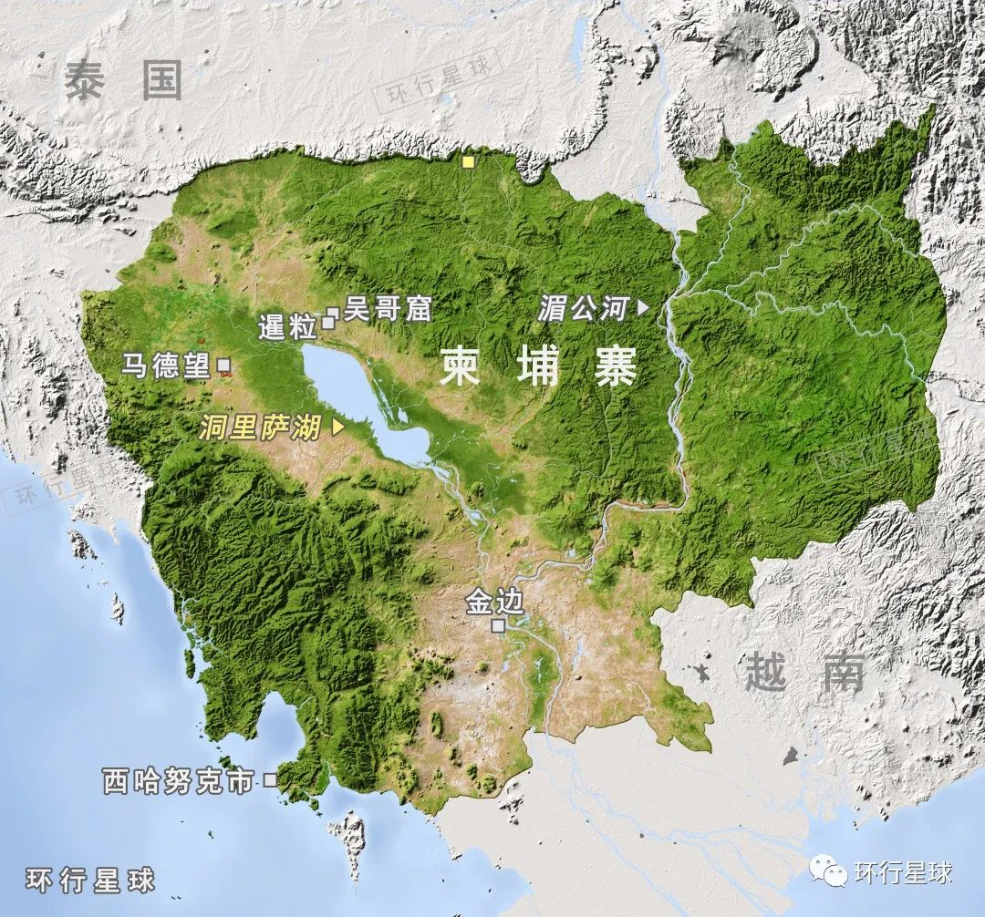 柬埔寨卫星地图图片