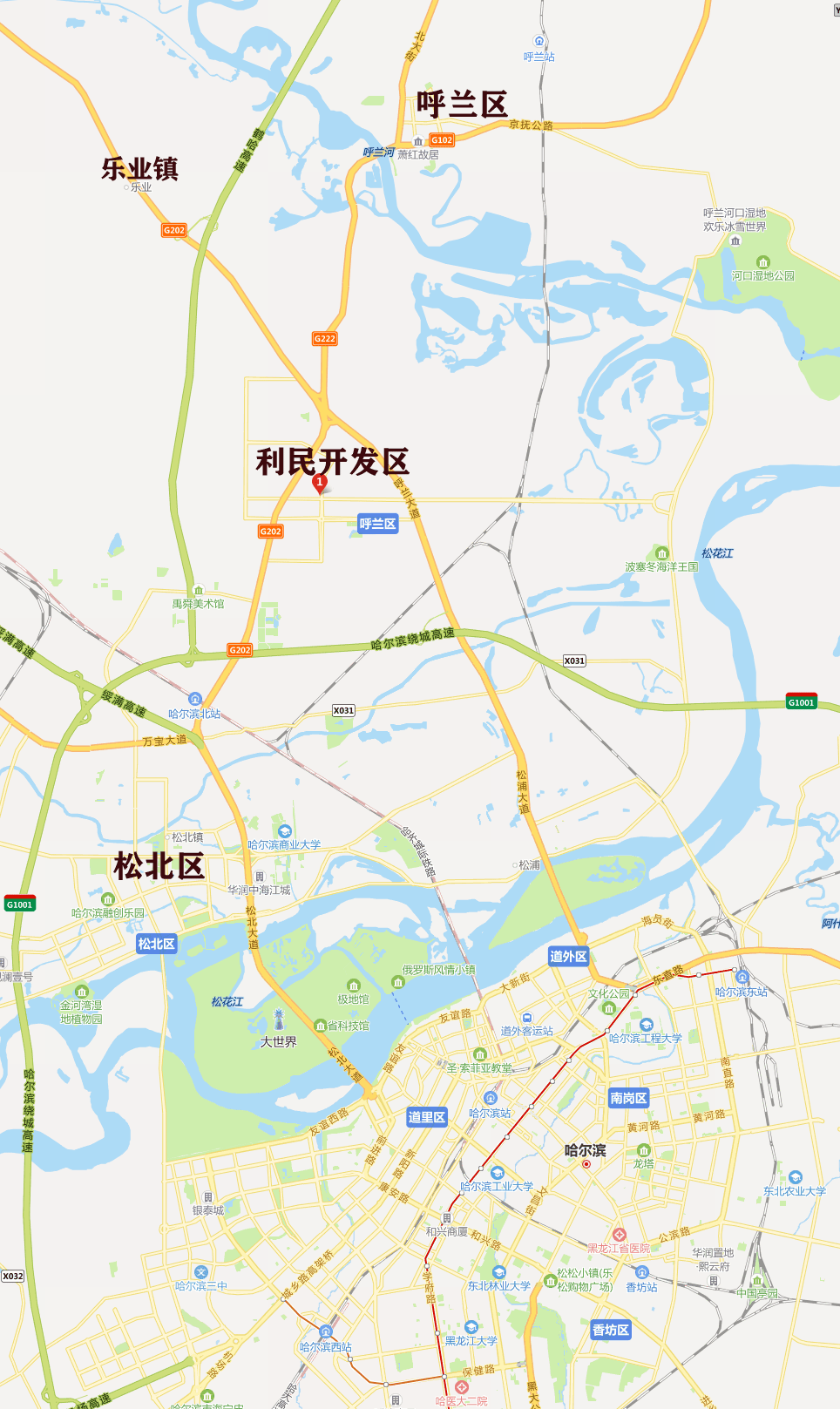 哈尔滨江北地图全景图片