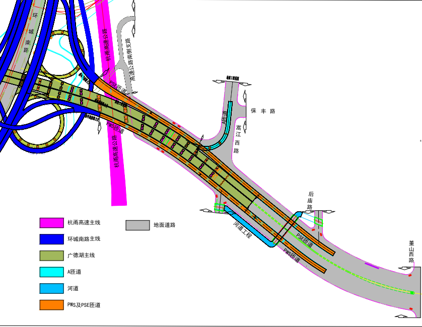 此前,環城南路高架匝道僅施工至杭甬高速北側,未跨過杭甬高速公路接地