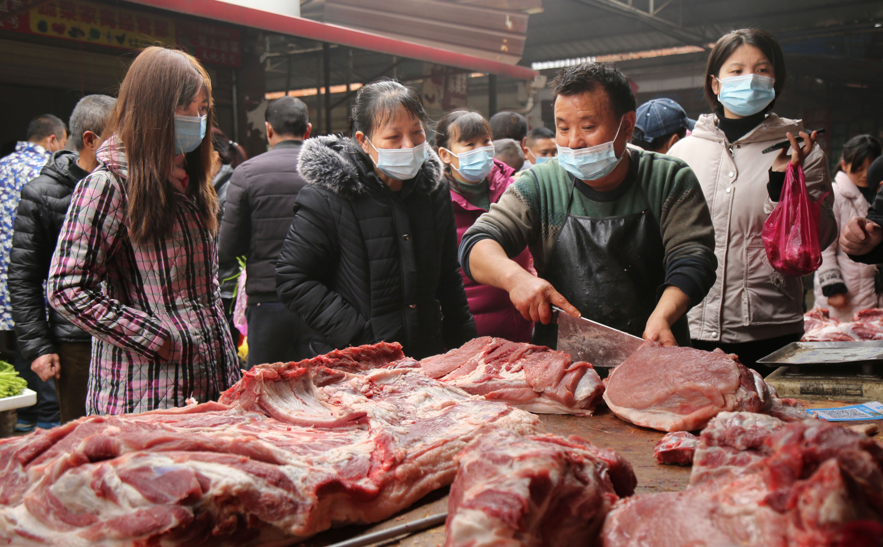 菜市场猪肉照片图片