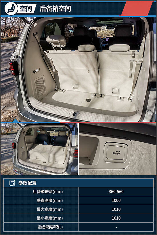 荣威imax8的后尾门支持电动开启,后备箱空间在常规状态下可以放下多个