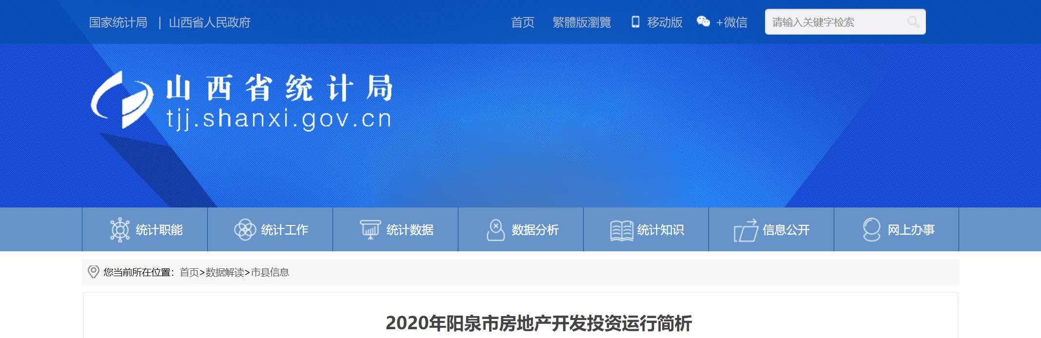 2020年阳泉市房地产开发投资运行简析