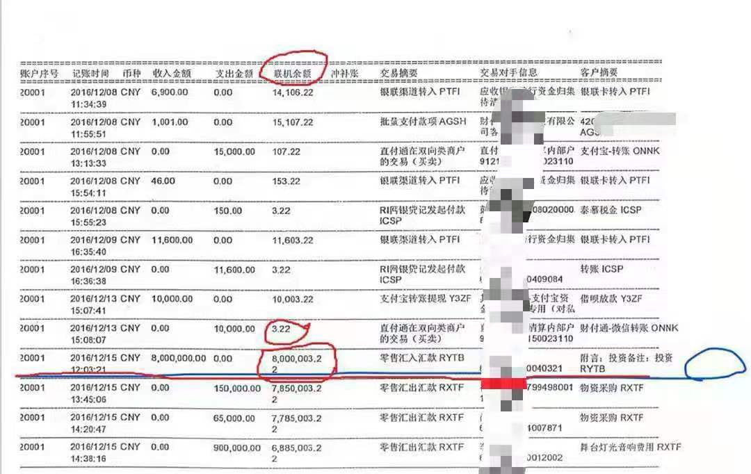 赵丹与张某琳双方的银行流水。受访者供图代理律师：或构成诈骗罪周兆成