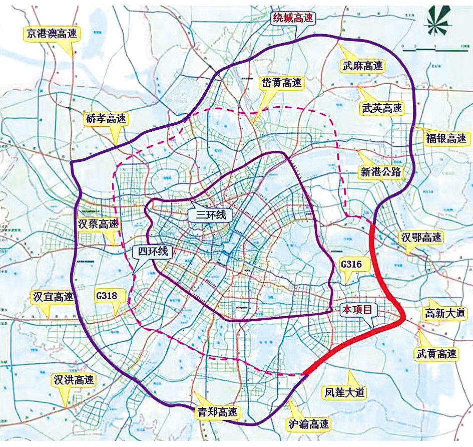 武汉绕城高速公路中洲至北湖段改扩建项目规划图(资料图片)